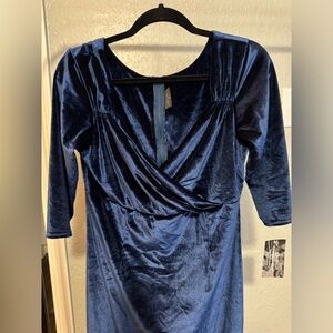 Steady Vintage Inspired Navy Velvet Dress w/ Half Sleeve Size 1X